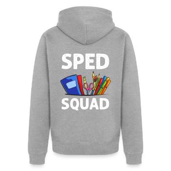 Sonderschule Sonderpädagogik Förderbedarf Fördern - Unisex Premium Bio Zip Hoodie - Grau meliert - Hinten - Nico (187cm)