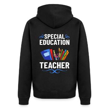 Special education Special education Promoting special needs - Unisex Premium Organic Zip Hoodie - black - Back - Nico (187cm)