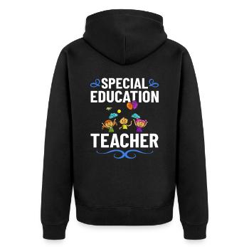Special education Special education Promoting special needs - Unisex Premium Organic Zip Hoodie - black - Back - Nico (187cm)