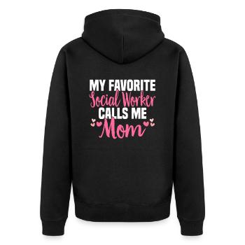 Sozialarbeit Sozialarbeiter Soziale Arbeit Mama - Unisex Premium Bio Zip Hoodie - Schwarz - Hinten - Nico (187cm)