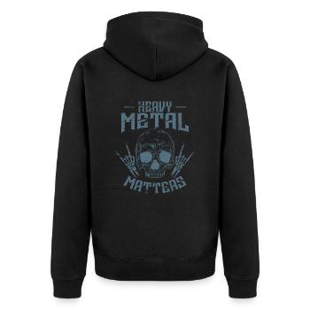 Heavy Metal Matters Knochenschädel Musik - Unisex Premium Bio Zip Hoodie - Schwarz - Hinten - Nico (187cm)