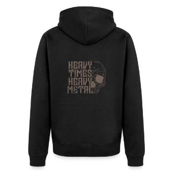 Heavy Times Heavy Metal Musik Band Genre - Unisex Premium Bio Zip Hoodie - Schwarz - Hinten - Nico (187cm)