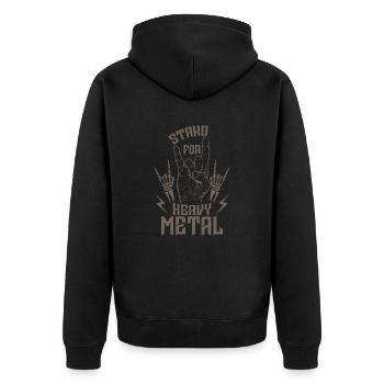 Stand for Heavy Metal Musik Band Genre - Unisex Premium Bio Zip Hoodie - Schwarz - Hinten - Nico (187cm)