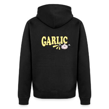 Funny Garlic Bread Couple Design - Unisex Premium Organic Zip Hoodie - black - Back - Nico (187cm)