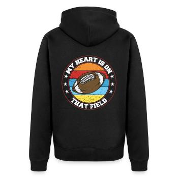 Mon cœur est sur le terrain Footbal Quaterback - Veste à capuche bio Premium Unisexe - noir - Dos - Nico (187cm)