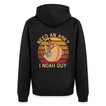 Need a Noah's Ark Guy Funny Archa Noah - Unisex Premium Organic Zip Hoodie - black - Back - Nico (187cm)