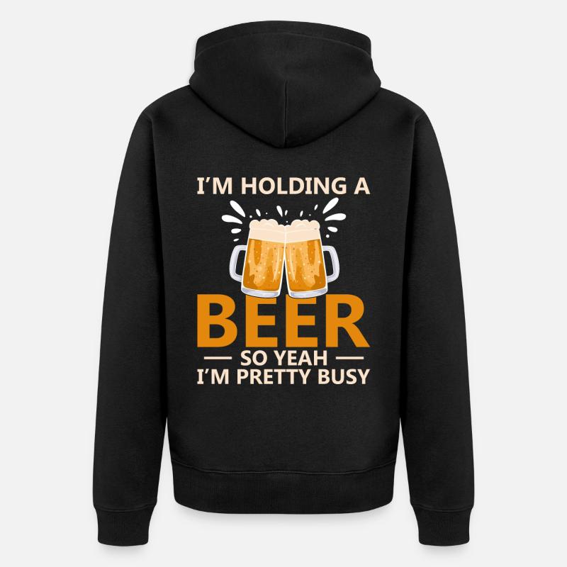 Lustiger Bier Spruch Bier Trinker - Unisex Premium Bio Zip Hoodie - Schwarz