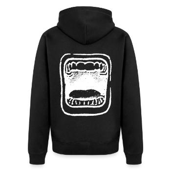 2reborn Schrei Mund Zähne Angst Scream Mouth 4 - Unisex Premium Bio Zip Hoodie - Schwarz - Hinten - Nico (187cm)