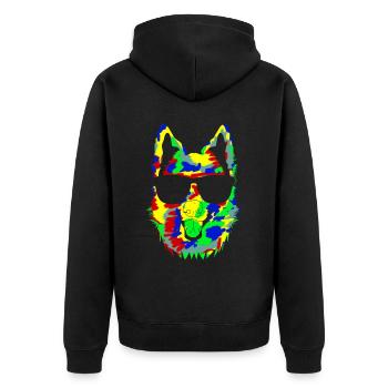 White Shepherd Dog with Sunglasses - Unisex Premium Organic Zip Hoodie - black - Back - Nico (187cm)