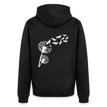 German Shepherd Dandelion - Unisex Premium Organic Zip Hoodie - black - Back - Nico (187cm)