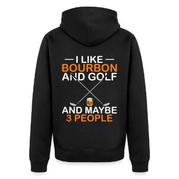 J’aime le bourbon et le golf et peut-être 3 personnes - Veste à capuche bio Premium Unisexe - noir - Dos - Nico (187cm)