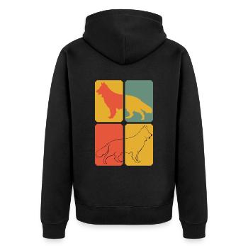 White Shepherd Retro Shepherd Dogs - Unisex Premium Organic Zip Hoodie - black - Back - Nico (187cm)