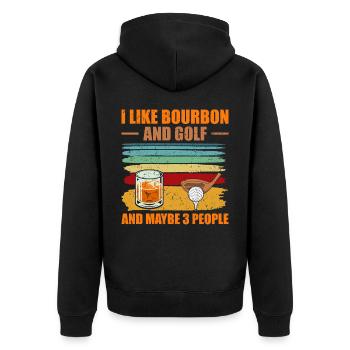 J’aime le bourbon et le golf et peut-être 3 personnes - Veste à capuche bio Premium Unisexe - noir - Dos - Nico (187cm)