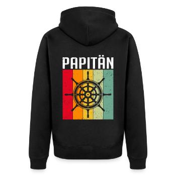 Kapitän Bootsschein Segeln Boot - Unisex Premium Bio Zip Hoodie - Schwarz - Hinten - Nico (187cm)