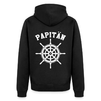 Kapitän Bootsschein Segeln Boot - Unisex Premium Bio Zip Hoodie - Schwarz - Hinten - Nico (187cm)