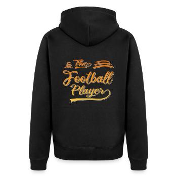the football player - Unisex Premium Bio Zip Hoodie - Schwarz - Hinten - Nico (187cm)