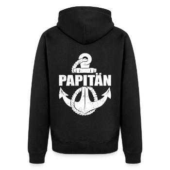 Kapitän Bootsschein Segeln Boot - Unisex Premium Bio Zip Hoodie - Schwarz - Hinten - Nico (187cm)