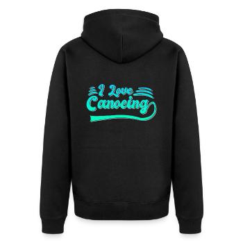 Ich liebe Kanusport - Unisex Premium Bio Zip Hoodie - Schwarz - Hinten - Nico (187cm)