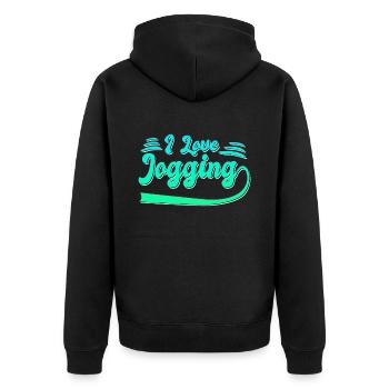 J’adore faire du jogging - Veste à capuche bio Premium Unisexe - noir - Dos - Nico (187cm)