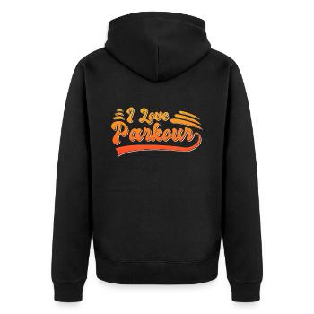 Ich liebe Parkour - Unisex Premium Bio Zip Hoodie - Schwarz - Hinten - Nico (187cm)