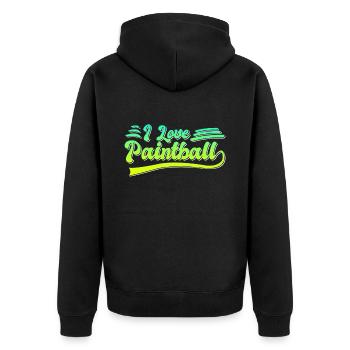 Ich liebe Paintball - Unisex Premium Bio Zip Hoodie - Schwarz - Hinten - Nico (187cm)