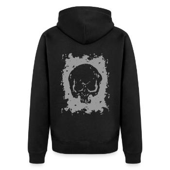 2reborn Skull Head Totenkopf Tot Died Freidhof - Unisex Premium Bio Zip Hoodie - Schwarz - Hinten - Nico (187cm)