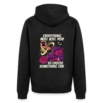 D20 Cat design for an RPG GAMER - Unisex Premium Organic Zip Hoodie - black - Back - Nico (187cm)