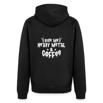 Give Me Heavy Metal and Coffee Musik Band - Unisex Premium Bio Zip Hoodie - Schwarz - Hinten - Nico (187cm)
