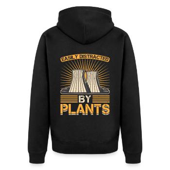 Easily Distracted By Plants - Nuclear Engineering - Unisex Premium Bio Zip Hoodie - Schwarz - Hinten - Nico (187cm)