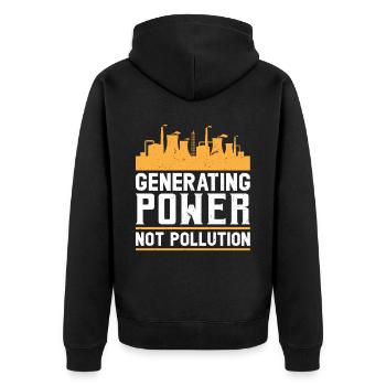 Generating Power Not Pollution Nuclear Engineering - Unisex Premium Bio Zip Hoodie - Schwarz - Hinten - Nico (187cm)