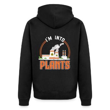 I'm Into Plants - Nuclear Engineering - Unisex Premium Bio Zip Hoodie - Schwarz - Hinten - Nico (187cm)