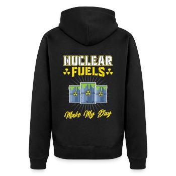 Nuclear Fuels Make My Day - Nuclear Engineering - Unisex Premium Bio Zip Hoodie - Schwarz - Hinten - Nico (187cm)