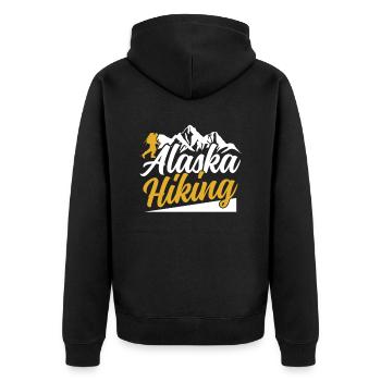Alaska Wandern Natur Wanderer Wanderung - Unisex Premium Bio Zip Hoodie - Schwarz - Hinten - Nico (187cm)