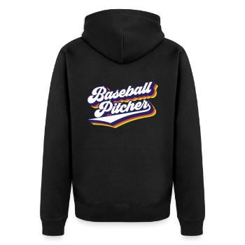 Baseball Pitcher Hobby Werfer Spieler - Unisex Premium Bio Zip Hoodie - Schwarz - Hinten - Nico (187cm)