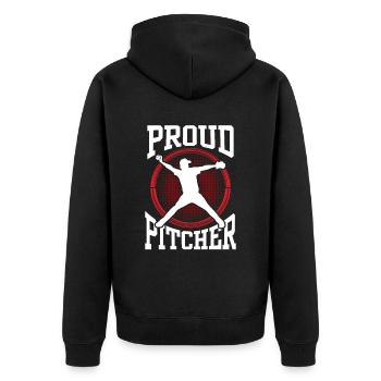 Stolzer Baseball Pitcher Spieler Werfer Hobby - Unisex Premium Bio Zip Hoodie - Schwarz - Hinten - Nico (187cm)