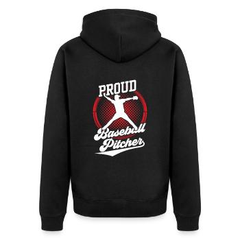 Stolzer Baseball Pitcher Spieler Werfer Hobby - Unisex Premium Bio Zip Hoodie - Schwarz - Hinten - Nico (187cm)