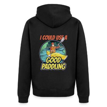 Ich Könnte Ein Gutes Paddeln Gebrauchen Kayak - Unisex Premium Bio Zip Hoodie - Schwarz - Hinten - Nico (187cm)