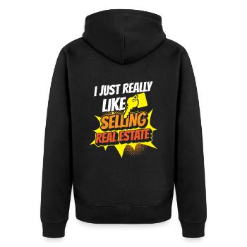 I like it easy to sell real estate brokers - Unisex Premium Organic Zip Hoodie - black - Back - Nico (187cm)