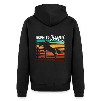 Saut d’obstacles Born To Jump Retro Equine Show Jumper - Veste à capuche bio Premium Unisexe - noir - Dos - Nico (187cm)