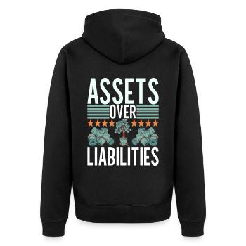 Aktien Aktionär Investor - Unisex Premium Bio Zip Hoodie - Schwarz - Hinten - Nico (187cm)