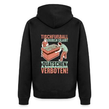 Tischfussball Tischkicker - Unisex Premium Bio Zip Hoodie - Schwarz - Hinten - Nico (187cm)