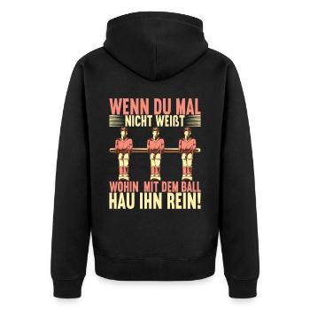Tischfussball Tischkicker - Unisex Premium Bio Zip Hoodie - Schwarz - Hinten - Nico (187cm)