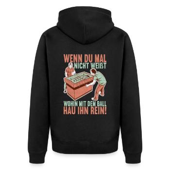 Tischfussball Tischkicker - Unisex Premium Bio Zip Hoodie - Schwarz - Hinten - Nico (187cm)