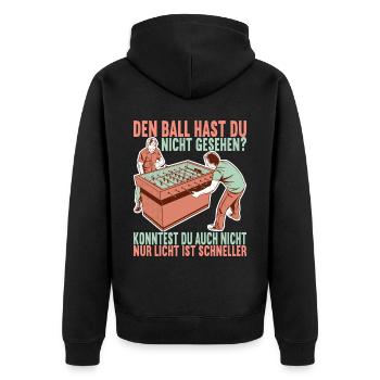 Tischfussball Tischkicker - Unisex Premium Bio Zip Hoodie - Schwarz - Hinten - Nico (187cm)