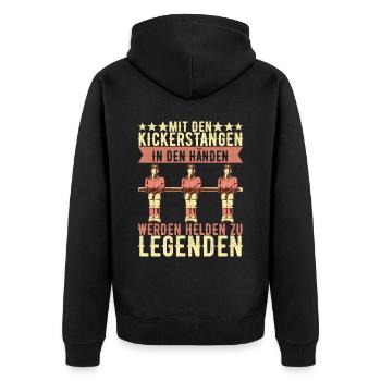 Tischfussball Tischkicker - Unisex Premium Bio Zip Hoodie - Schwarz - Hinten - Nico (187cm)