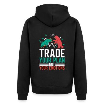 Aktien Aktionär Investor - Unisex Premium Bio Zip Hoodie - Schwarz - Hinten - Nico (187cm)