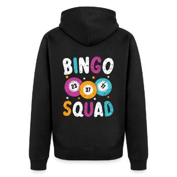 Bingo Squad Bingo Player Casino Gambling Lottery - Unisex Premium Organic Zip Hoodie - black - Back - Nico (187cm)