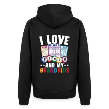 J’adore le bingo et mes petits-enfants Casino Bingo Grand-mère - Veste à capuche bio Premium Unisexe - noir - Dos - Nico (187cm)