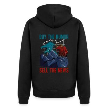 Aktien Aktionär Investor - Unisex Premium Bio Zip Hoodie - Schwarz - Hinten - Nico (187cm)