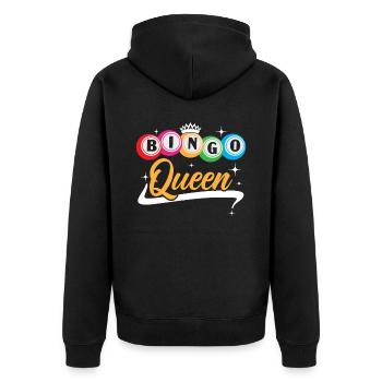 Bingo Queen Bingo Player Casino Gambling Lottery - Unisex Premium Organic Zip Hoodie - black - Back - Nico (187cm)